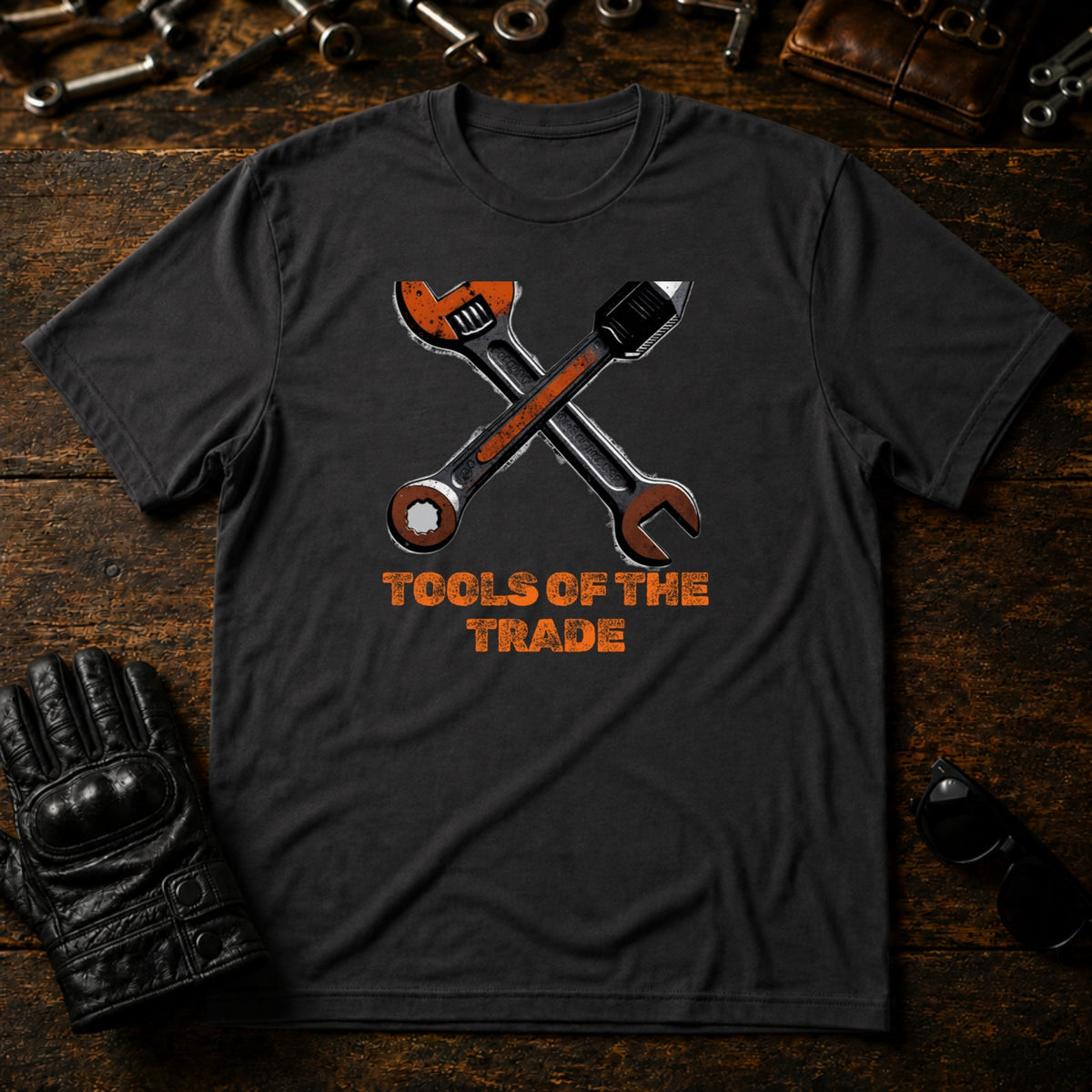 Grease Monkey Wrench T-Shirt - mockup 3 charcoal