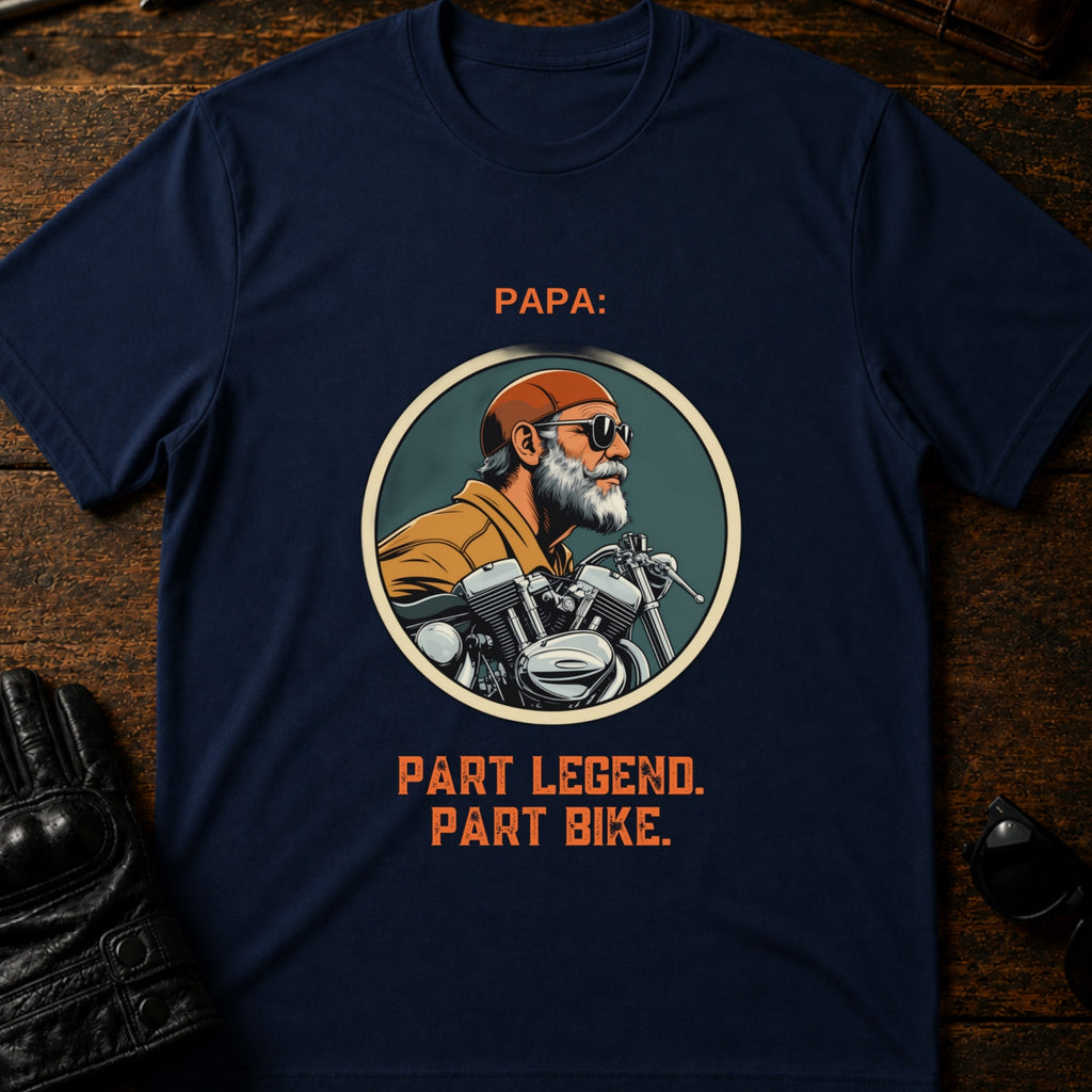 Papa Part Legend Part Motorcycle Grandpa Biker T-Shirt - mockup 5 navy