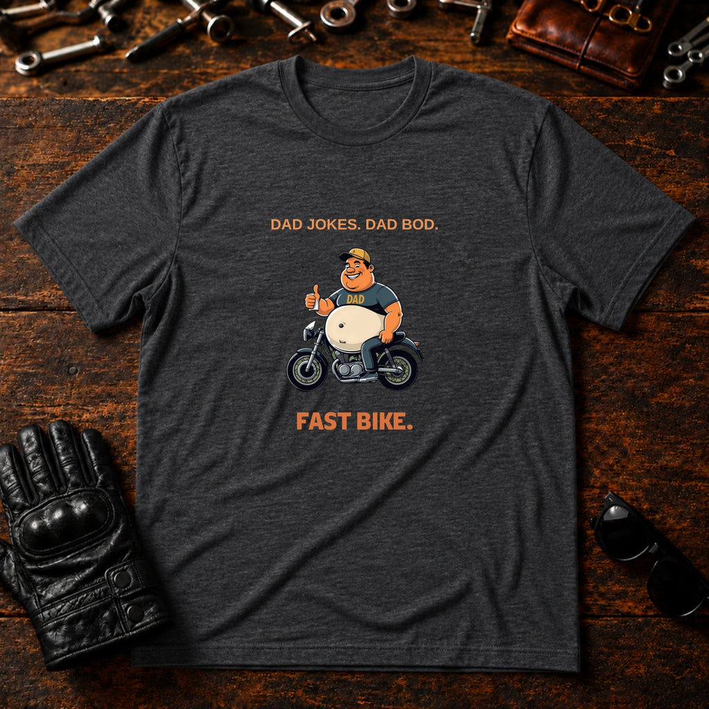 Dad Jokes Dad Bod Fast Bike T-Shirt - mockup 8 dark heather