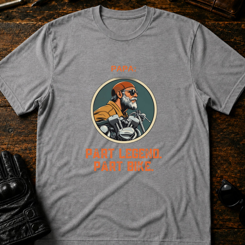 Papa Part Legend Part Motorcycle Grandpa Biker T-Shirt - mockup 4 sport gray