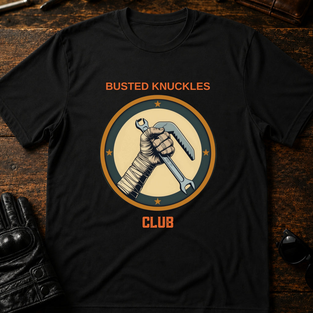 Busted Knuckles Club Motorcycle Mechanic T-Shirt - mockup 1 black