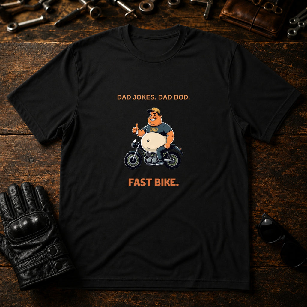 Dad Jokes Dad Bod Fast Bike T-Shirt - mockup 1 black