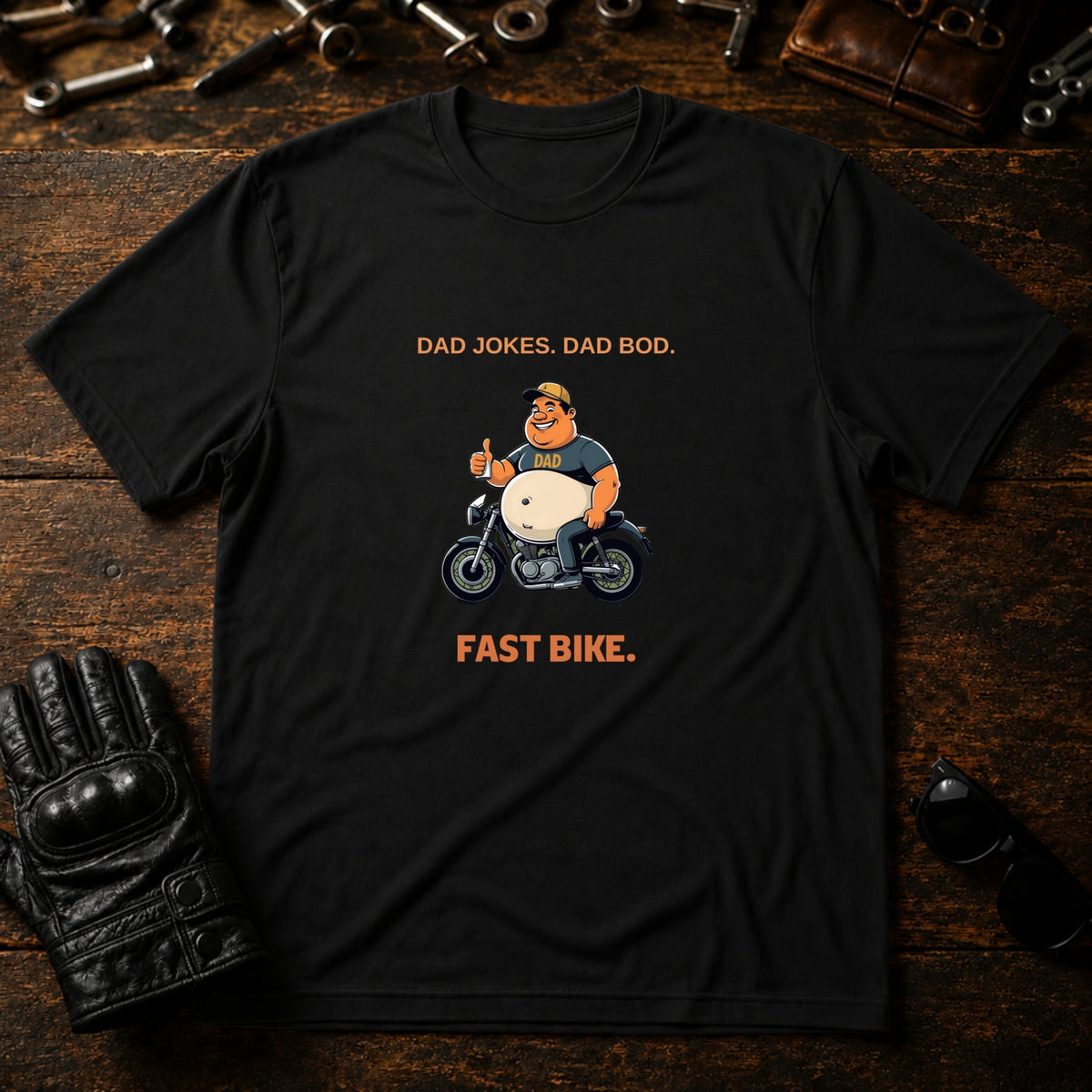 Dad Jokes Dad Bod Fast Bike T-Shirt - mockup 1 black