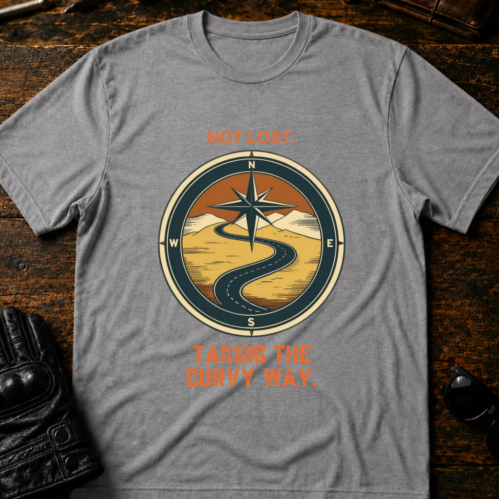 Not Lost Taking The Curvy Way Motorcycle T-Shirt - mockup 4 sport gray