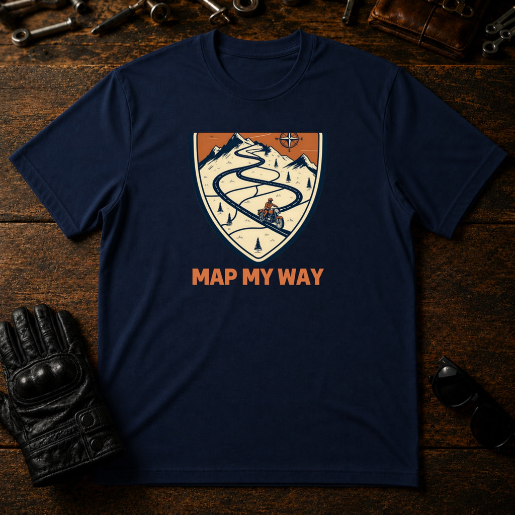 Road Trip Map Art T-Shirt - mockup 5 navy