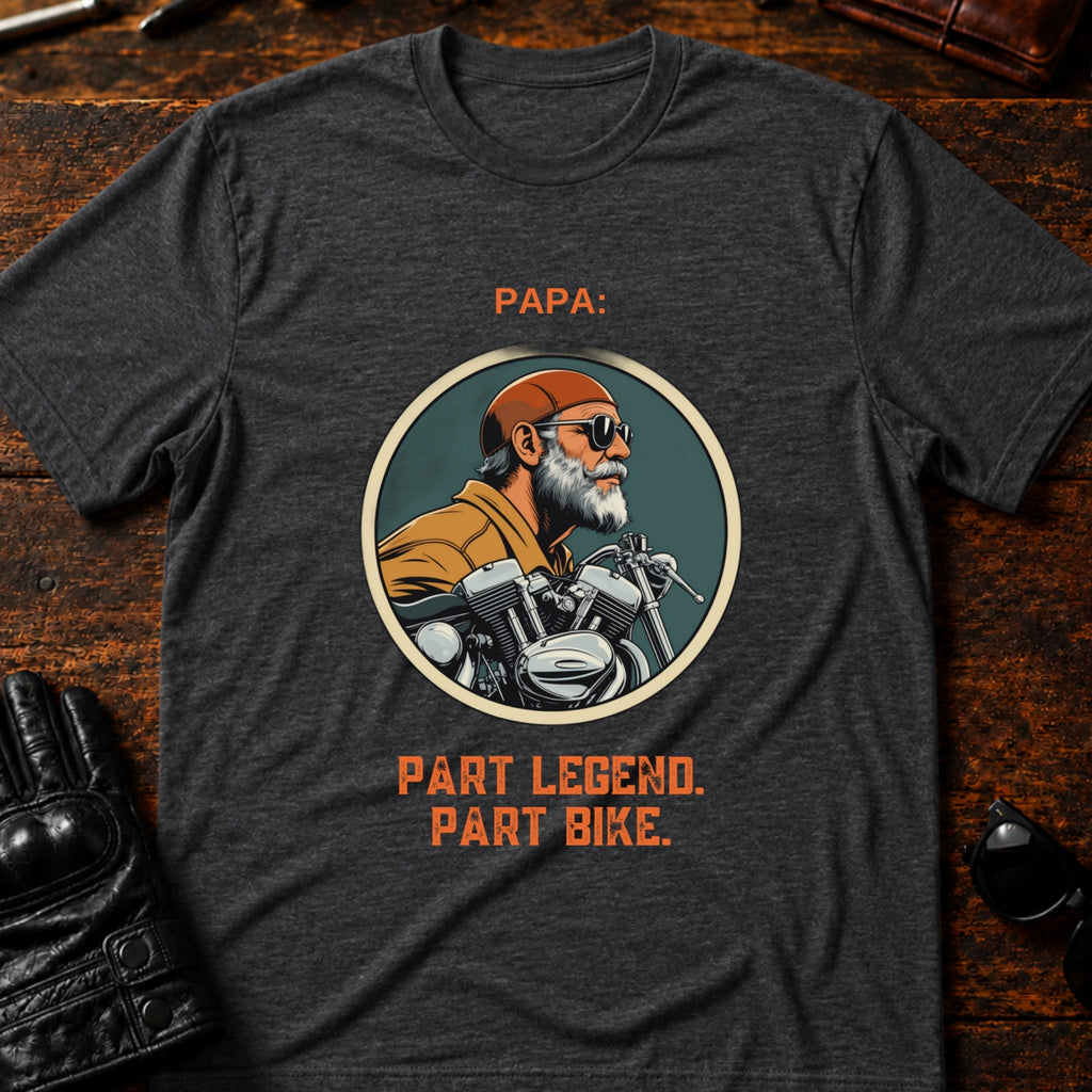Papa Part Legend Part Motorcycle Grandpa Biker T-Shirt - mockup 8 dark heather