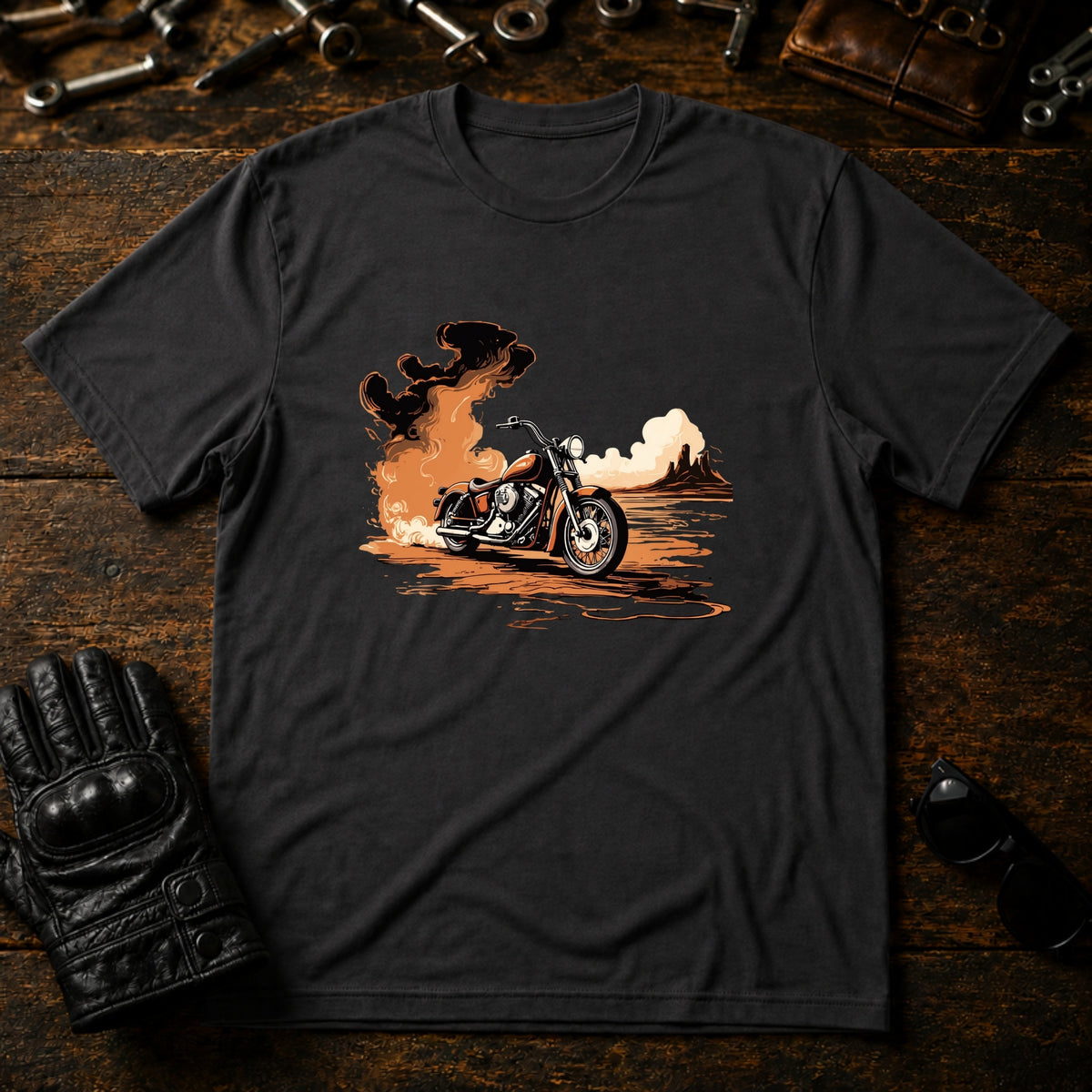 Sunrise Coffee Ride T-Shirt - mockup 3 charcoal