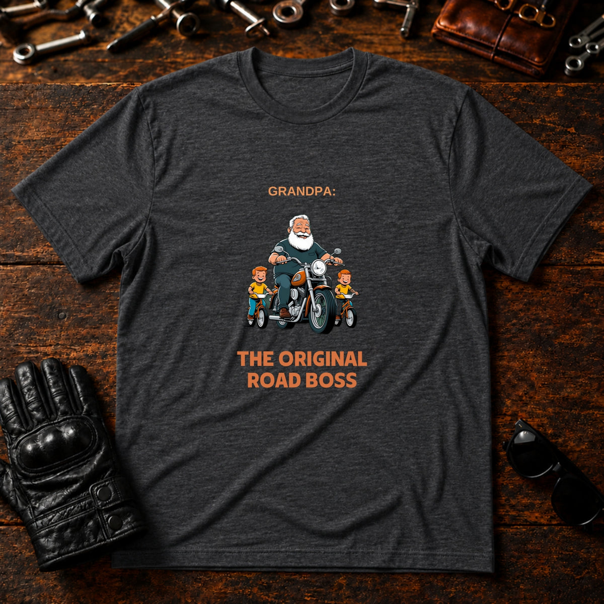 Grandpa The Original Road Boss T-Shirt - mockup 8 dark heather