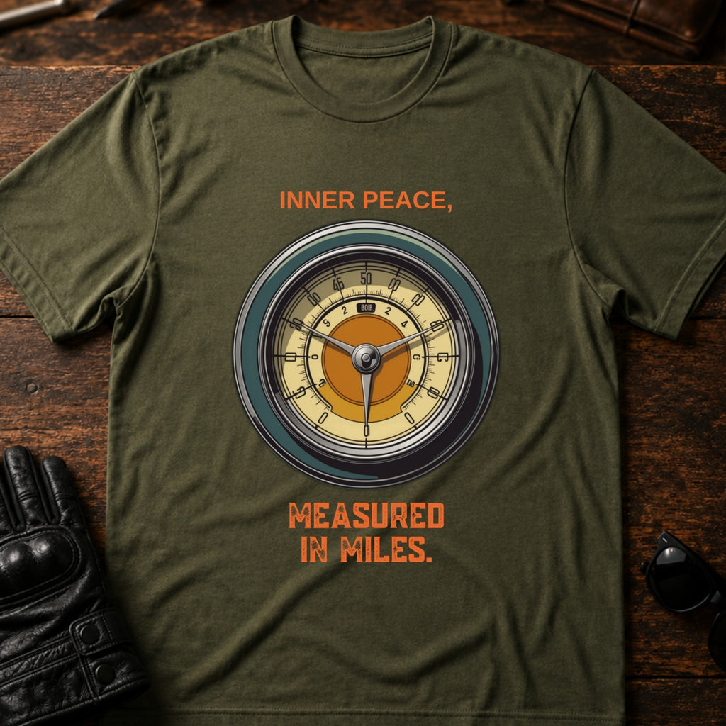 Inner Peace Measured In Miles Motorcycle T-Shirt - mockup 2 military green