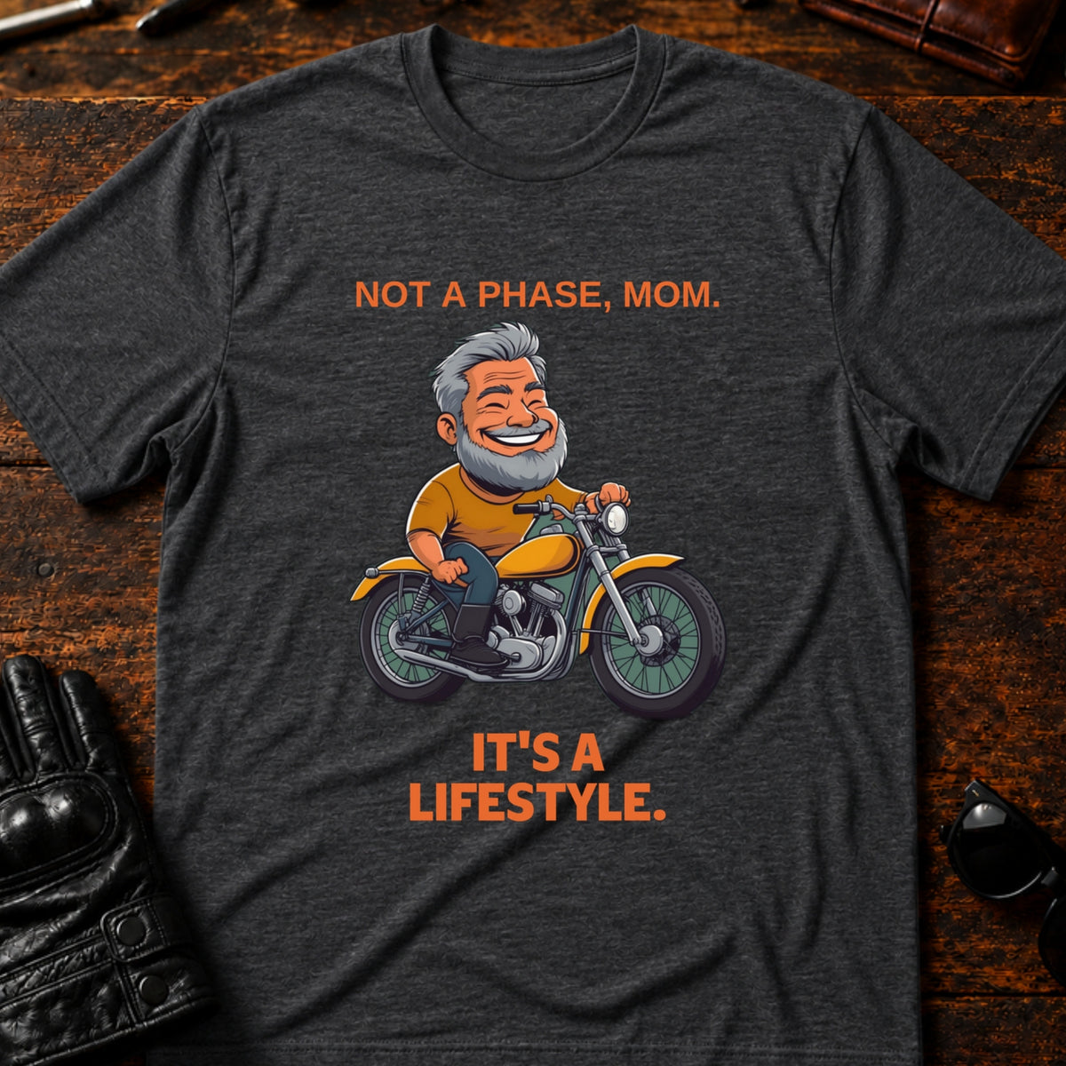 Not A Phase Mom Its A Lifestyle Biker T-Shirt, dark heather