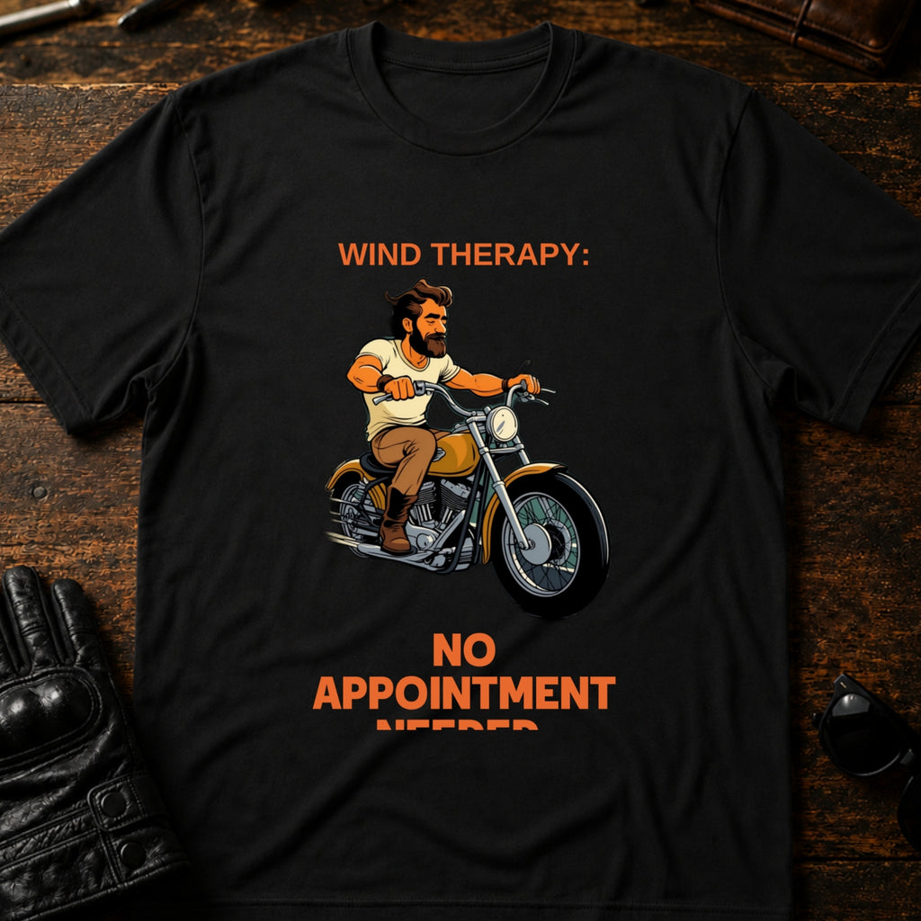 Wind Therapy No Appointment Needed Biker T-Shirt - mockup 1 black