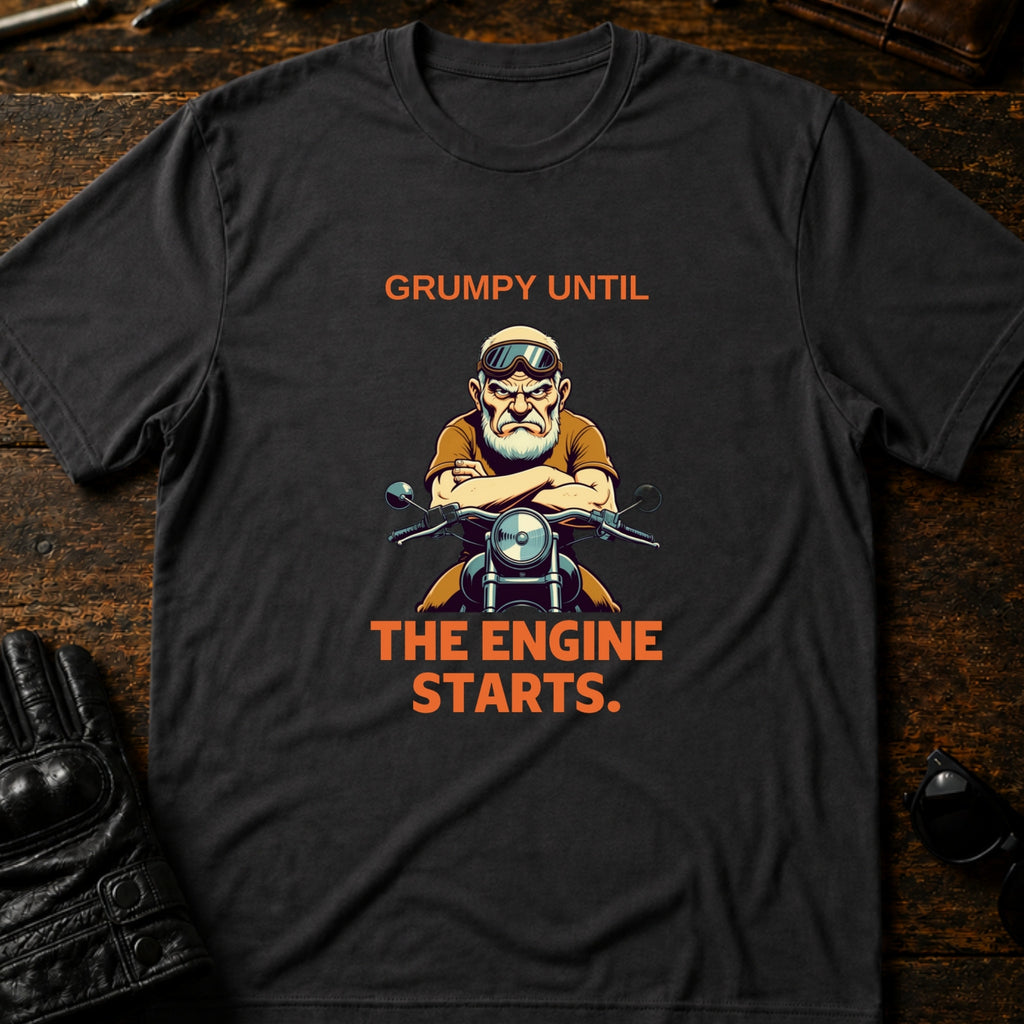 Grumpy Until The Engine Starts Dad Biker T-Shirt - mockup 3 charcoal