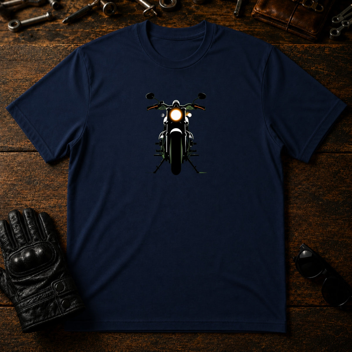 Night Rider Emblem T-Shirt - mockup 5 navy